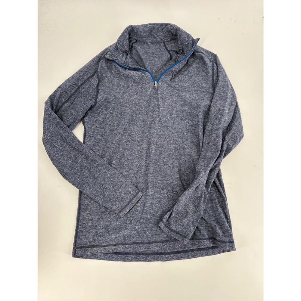 Lululemon Mens Quarter Zip Pullover Blue Heathered Thumbhole Activewear Top